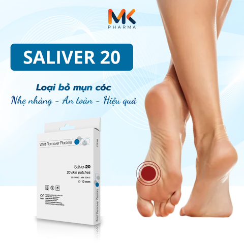 Miếng Dán Loại Bỏ Mụn Cóc SALIVER-20 - Plaster An Toàn Hiệu Quả Cho Mụn Cóc Và Vết Chai, Bộ 20 Miếng Dán 10mm