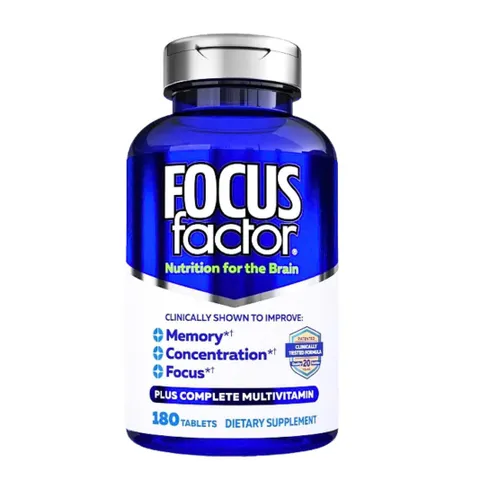 Viên Uống Bổ Não Focus Factor Mỹ - Hỗ Trợ Trí Nhớ Tập Trung, 180 Viên Dinh Dưỡng Cho Người Cao Tuổi và Học Sinh