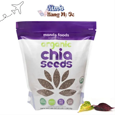 Hạt Chia Hữu Cơ Monda Food 1.36kg - Siêu Thực Phẩm Chống Táo Bón, Tốt Cho Tim Mạch, Giúp Kiểm Soát Cân Nặng