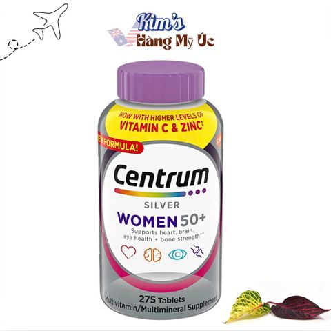 Vitamin Tổng Hợp Centrum Silver Dành Cho Phụ Nữ 50 Tuổi Trở Lên - Hỗ Trợ Tim Mạch, Xương Khớp, 275 Viên