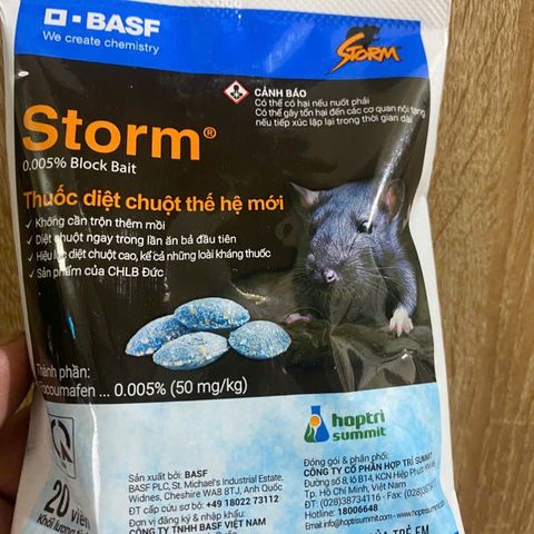 Thuốc Diệt Chuột Storm BASF 0,005% - Hiệu Lực Cao, Không Cần Trộn Mồi, Diệt Chuột Ngay Lần Ăn Đầu Tiên, Gói 20 Viên