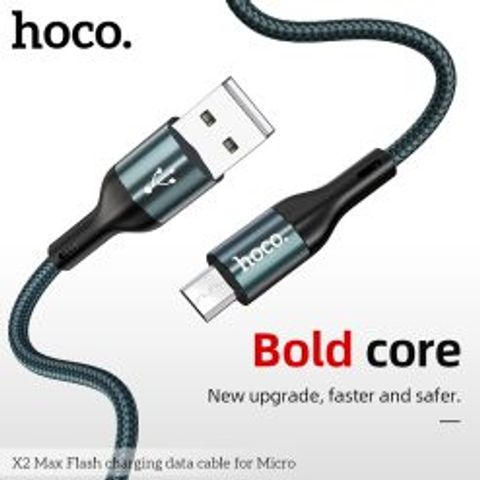 Cáp Sạc Hoco X2 MAX 2M Micro USB - Sạc Nhanh QC 3.0, Lightning, Type-C - Hợp Kim Aluminum Chất Lượng Cao