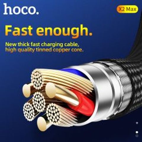Cáp Sạc Hoco X2 MAX 2M Micro USB - Sạc Nhanh QC 3.0, Lightning, Type-C - Hợp Kim Aluminum Chất Lượng Cao