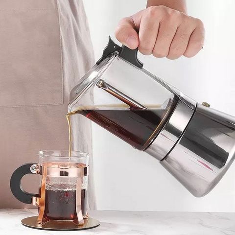 Ấm pha cà phê Kaiyo Moka Pot 160ml KCP-160 - Thiết bị pha cà phê espresso cao cấp, inox bền đẹp, dùng cho mọi loại bếp