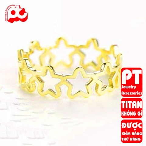 Nhẫn titan nữ ngôi sao 5 cánh cách điệu cao cấp thép không gỉ titanium trangsucpt 401252