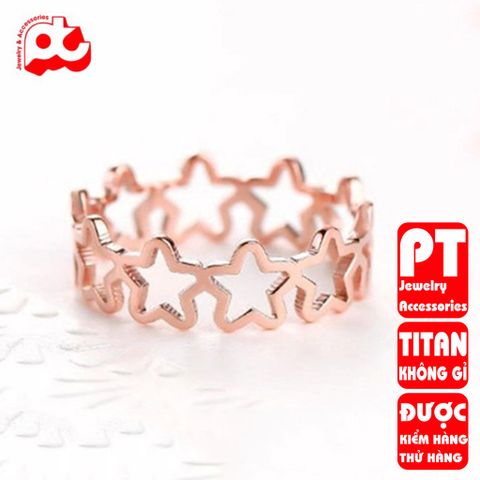 Nhẫn titan nữ ngôi sao 5 cánh cách điệu cao cấp thép không gỉ titanium trangsucpt 401252