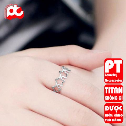 Nhẫn titan nữ ngôi sao 5 cánh cách điệu cao cấp thép không gỉ titanium trangsucpt 401252