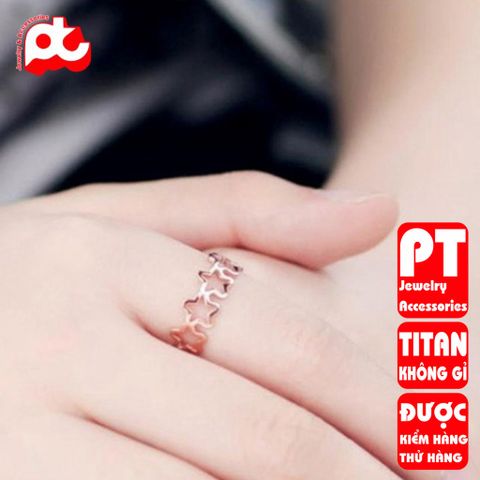 Nhẫn titan nữ ngôi sao 5 cánh cách điệu cao cấp thép không gỉ titanium trangsucpt 401252