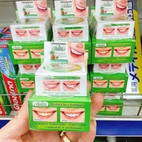 Kem Tẩy Trắng Răng Green Herb Thái Lan 25g - Giảm Ố Vàng, Sạch Vôi, An Toàn Tự Nhiên, Hơi Thở Thơm Mát - Gel Tẩy Trắng Răng