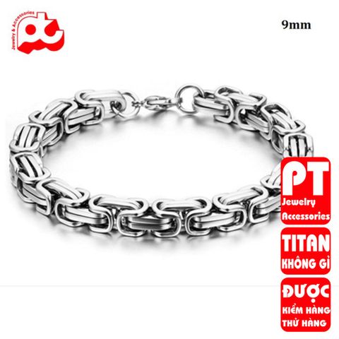 Lắc tay nam cao cấp sang trọng titan inox thép không gỉ ziczac vuông trangsucpt 9mm PTLTNA78 401270