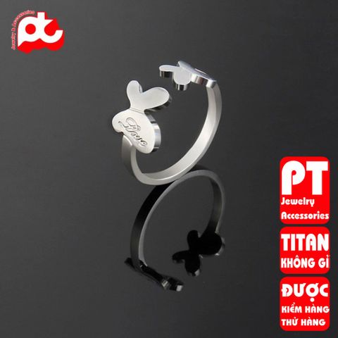 Nhẫn titan nữ freesize bướm cách điệu cao cấp thép không gỉ titanium PT Jewelry & Accessories 401275