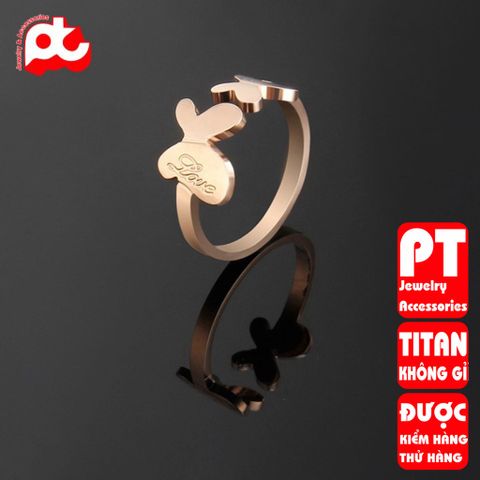 Nhẫn titan nữ freesize bướm cách điệu cao cấp thép không gỉ titanium PT Jewelry & Accessories 401275