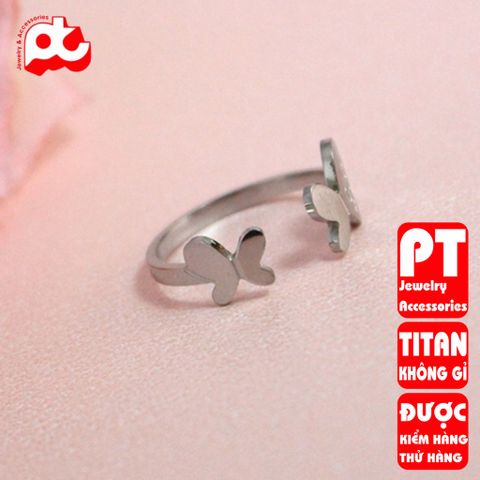 Nhẫn titan nữ freesize bướm cách điệu cao cấp thép không gỉ titanium PT Jewelry & Accessories 401275