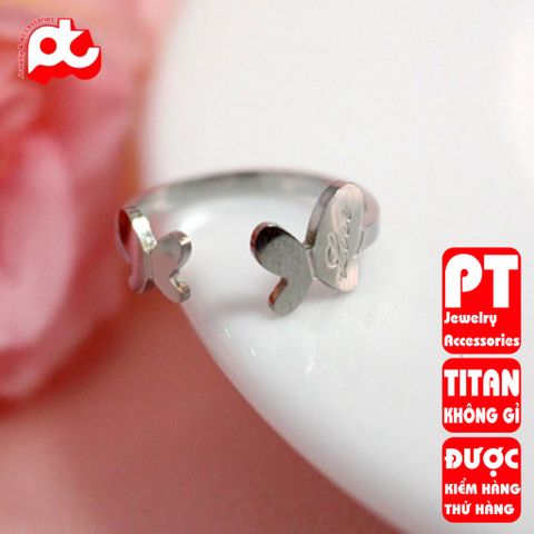 Nhẫn titan nữ freesize bướm cách điệu cao cấp thép không gỉ titanium PT Jewelry & Accessories 401275