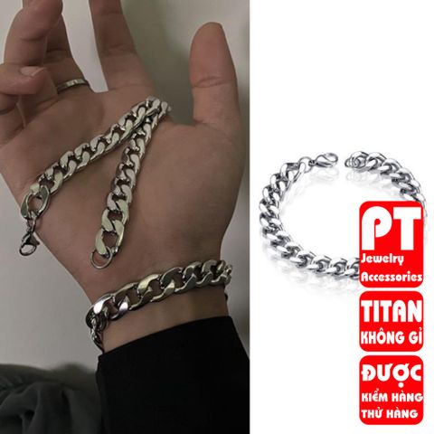 Vòng tay dây xích phong cách Punk Hip Hop 7mm thời trang Hàn Quốc cho nam 401279
