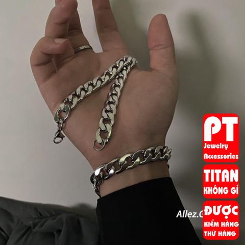 Vòng tay dây xích phong cách Punk Hip Hop 7mm thời trang Hàn Quốc cho nam 401279