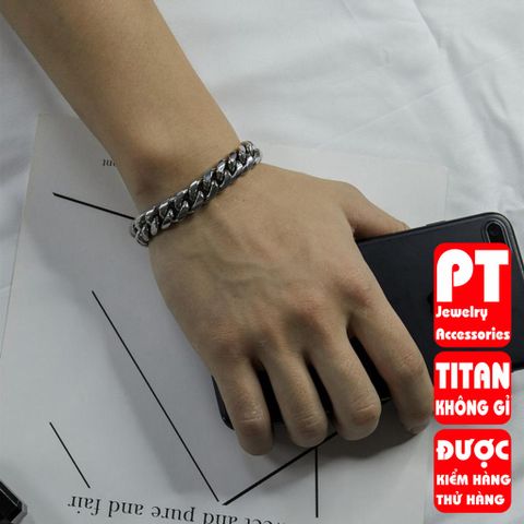 Vòng tay dây xích phong cách Punk Hip Hop 7mm thời trang Hàn Quốc cho nam 401279