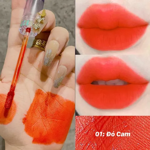 Son Kem Lì Đỏ Cam Melly - Bền Màu, Ngậm Dưỡng Không Thâm Môi, Mềm Môi Giữ Màu 12h - An Toàn Cho Mẹ Bầu