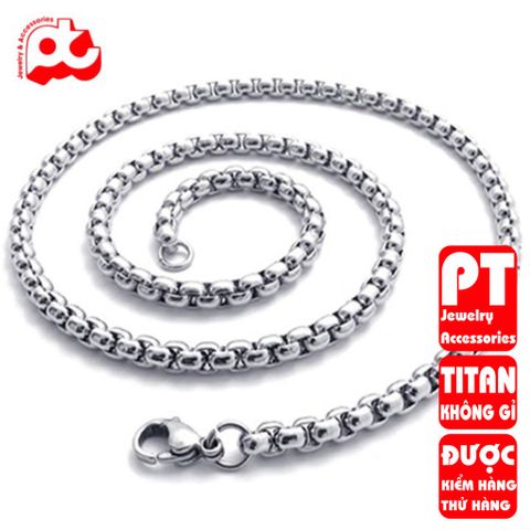 Dây chuyền dây xích nam titan cao cấp thép không gỉ bông dừa khít trangsucpt 4mm PTDCNA48 401332