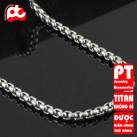 Dây chuyền dây xích nam titan cao cấp thép không gỉ bông dừa khít trangsucpt 4mm PTDCNA48 401332