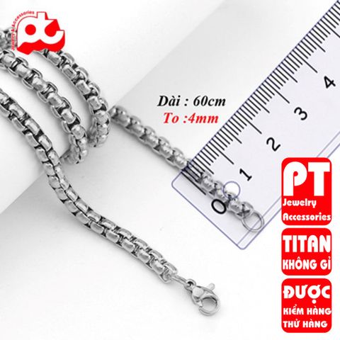 Dây chuyền dây xích nam titan cao cấp thép không gỉ bông dừa khít trangsucpt 4mm PTDCNA48 401332