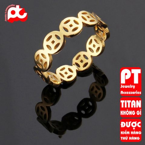 Nhẫn titan nữ đồng tiền cổ cách điệu cao cấp thép không gỉ titanium trangsucpt 401343