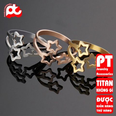 Nhẫn titan nữ freesize ngôi sao rỗng cách điệu thép không gỉ titanium PT Jewelry & Accessories 401357