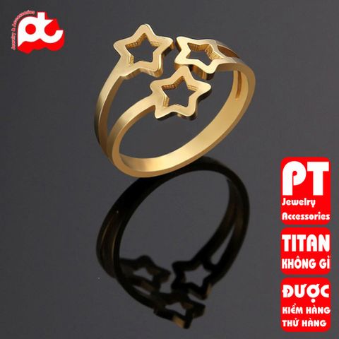 Nhẫn titan nữ freesize ngôi sao rỗng cách điệu thép không gỉ titanium PT Jewelry & Accessories 401357