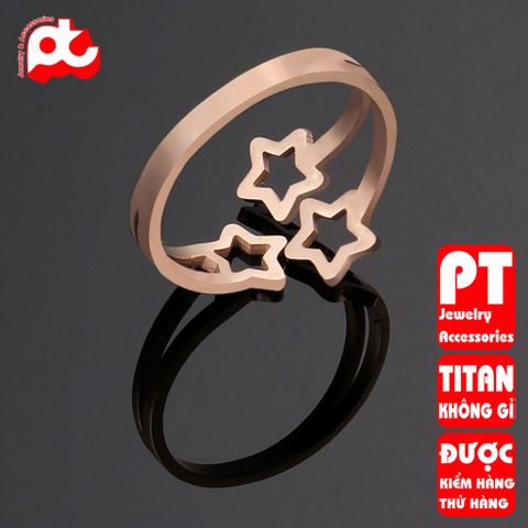 Nhẫn titan nữ freesize ngôi sao rỗng cách điệu thép không gỉ titanium PT Jewelry & Accessories 401357