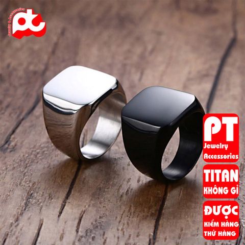 Nhẫn titan thép không gỉ nam inox cao cấp thời trang mặt trơn vuông to trangsucpt PTNNA23 401363