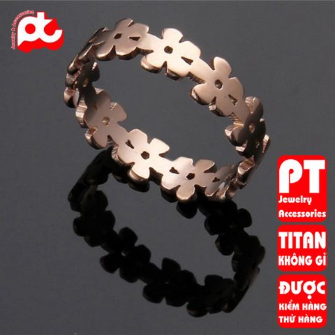 Nhẫn titan nữ cỏ 5 lá đặc cách điệu cao cấp thép không gỉ titanium PT Jewelry & Accessories 401370