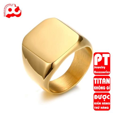 Nhẫn nam titan thời trang mặt trơn vuông to inox cao cấp thép không gỉ trangsucpt màu PTNNA24 401372