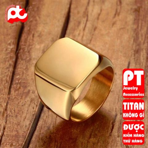 Nhẫn nam titan thời trang mặt trơn vuông to inox cao cấp thép không gỉ trangsucpt màu PTNNA24 401372