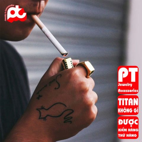 Nhẫn nam titan thời trang mặt trơn vuông to inox cao cấp thép không gỉ trangsucpt màu PTNNA24 401372