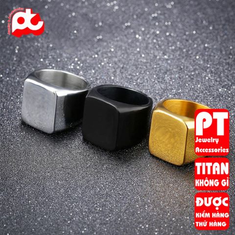 Nhẫn nam titan thời trang mặt trơn vuông to inox cao cấp thép không gỉ trangsucpt màu PTNNA24 401372