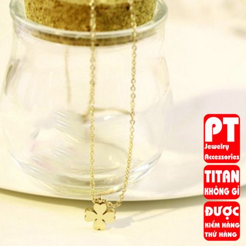 Dây chuyền titan cỏ 4 lá cao cấp sang trọng không đen HCM 401382