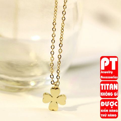 Dây chuyền titan cỏ 4 lá cao cấp sang trọng không đen HCM 401382