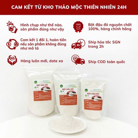 Bột Đậu Đỏ Nguyên Chất 100g - Dưỡng Sáng Mịn Da Tự Nhiên, Trẻ Hóa Da, Làm Mờ Vết Thâm, Tắm Body, Đắp Mặt An Toàn