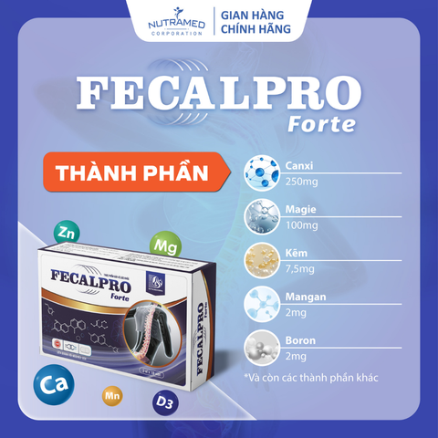 Viên uống Fecalpro Forte - Bổ sung Canxi và Vitamin D cho xương chắc khỏe, Hỗ trợ phát triển chiều cao cho thanh thiếu niên (30 viên)