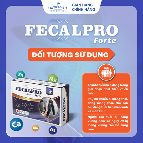Viên uống Fecalpro Forte - Bổ sung Canxi và Vitamin D cho xương chắc khỏe, Hỗ trợ phát triển chiều cao cho thanh thiếu niên (30 viên)