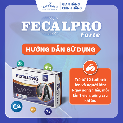 Viên uống Fecalpro Forte - Bổ sung Canxi và Vitamin D cho xương chắc khỏe, Hỗ trợ phát triển chiều cao cho thanh thiếu niên (30 viên)