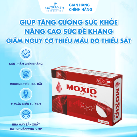 Viên uống Moxio Forte hỗ trợ bổ sung sắt, tăng cường sức đề kháng, giảm nguy cơ thiếu máu (30 viên)