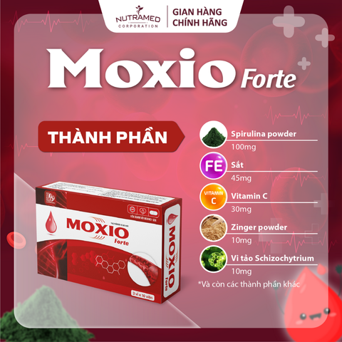 Viên uống Moxio Forte hỗ trợ bổ sung sắt, tăng cường sức đề kháng, giảm nguy cơ thiếu máu (30 viên)