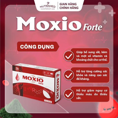 Viên uống Moxio Forte hỗ trợ bổ sung sắt, tăng cường sức đề kháng, giảm nguy cơ thiếu máu (30 viên)