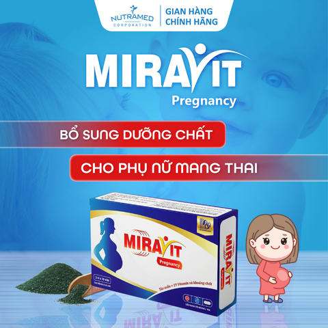 Viên bổ bầu Miravit Pregnancy - Hỗ trợ bổ sung vitamin & khoáng chất cho phụ nữ mang thai & cho con bú - Tăng cường sức đề kháng (30 viên)