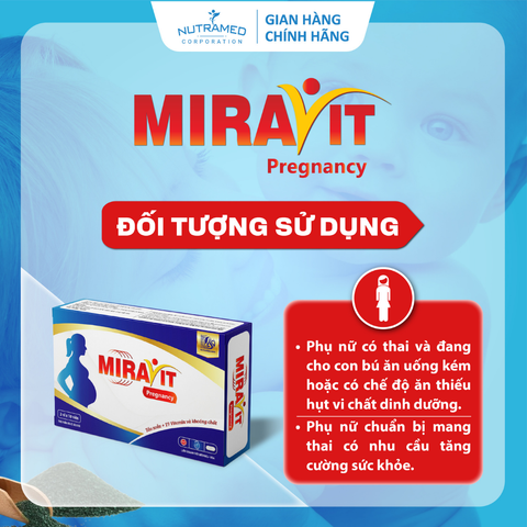 Viên bổ bầu Miravit Pregnancy - Hỗ trợ bổ sung vitamin & khoáng chất cho phụ nữ mang thai & cho con bú - Tăng cường sức đề kháng (30 viên)