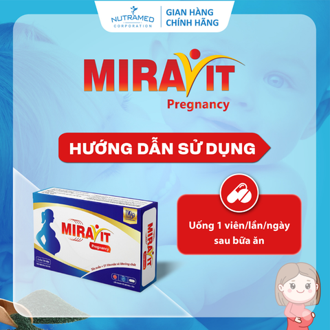 Viên bổ bầu Miravit Pregnancy - Hỗ trợ bổ sung vitamin & khoáng chất cho phụ nữ mang thai & cho con bú - Tăng cường sức đề kháng (30 viên)