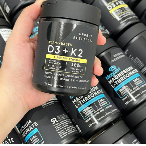 Viên Uống Bổ Sung Vitamin D3 + K2 SR Sport Research - 160 Viên Hỗ Trợ Sức Khỏe Xương Khớp và Tim Mạch