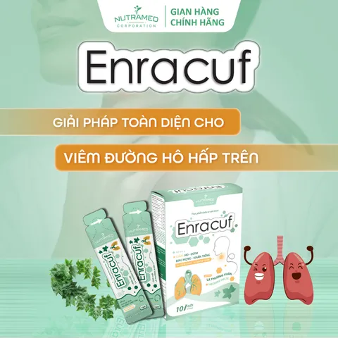 Gói Uống Enracuf Hỗ Trợ Giảm Ho, Đờm, Đau Họng - Sản Phẩm Dành Cho Trẻ Từ 3 Tuổi Và Người Lớn - Nutramed (10 Gói x 10ml)