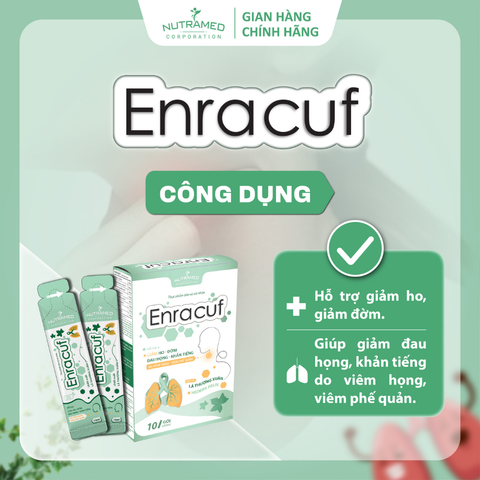 Gói Uống Enracuf Hỗ Trợ Giảm Ho, Đờm, Đau Họng - Sản Phẩm Dành Cho Trẻ Từ 3 Tuổi Và Người Lớn - Nutramed (10 Gói x 10ml)